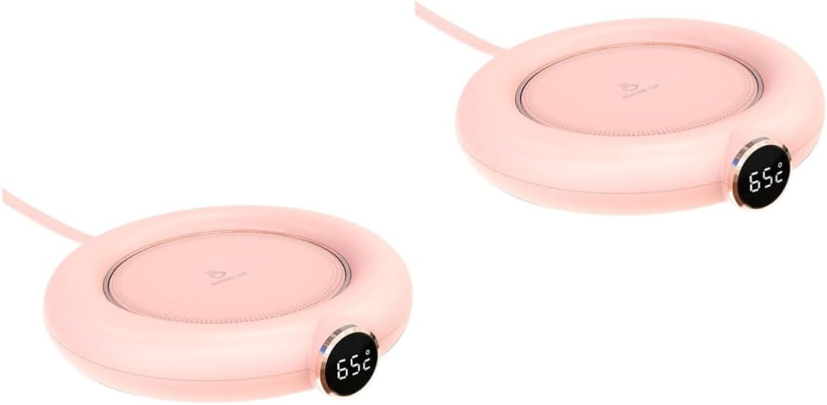 Mug Chauffant USB PRETYZOOM - 2 Pièces, Tasse Thermique Rose pour Bureau et Maison