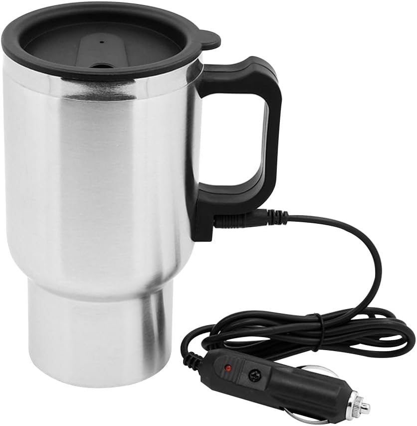 Tasse Chauffante Électrique 450ml 12V Pour Voiture - Bouilloire Isotherme Portable en Acier Inoxydable