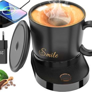 Tasse Intelligente ZONSUSE avec Chauffage sans Fil, 300 ml, Température jusqu'à 55°C (Noir)