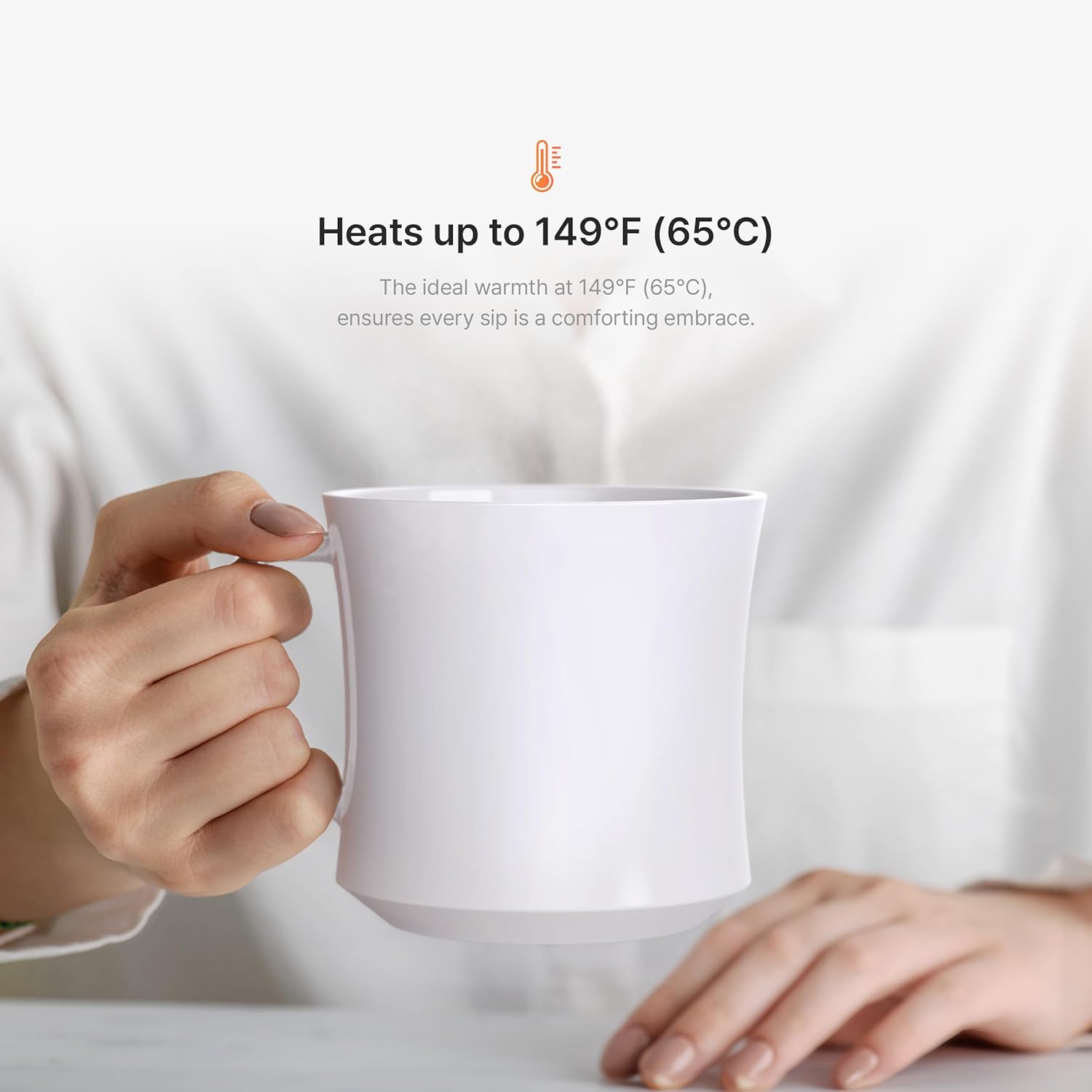 Tasse auto-chauffante Hurkins Smug jusqu'à 65 °C, avec charge sans fil, noir.