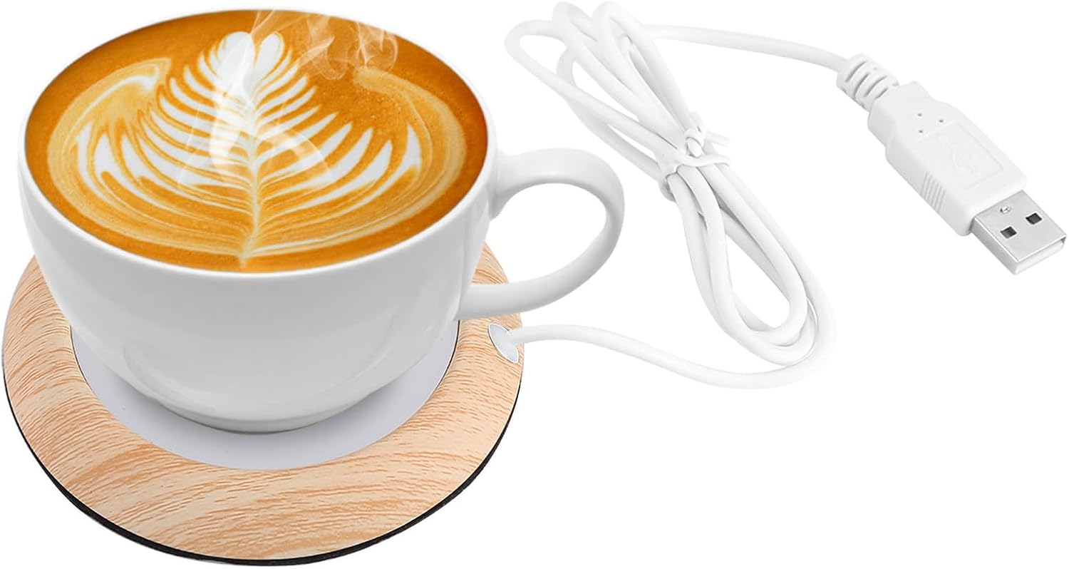 USB Chauffe-Tasse en Bois pour Café/Thé - Gadget Pratique pour Bureau et Maison